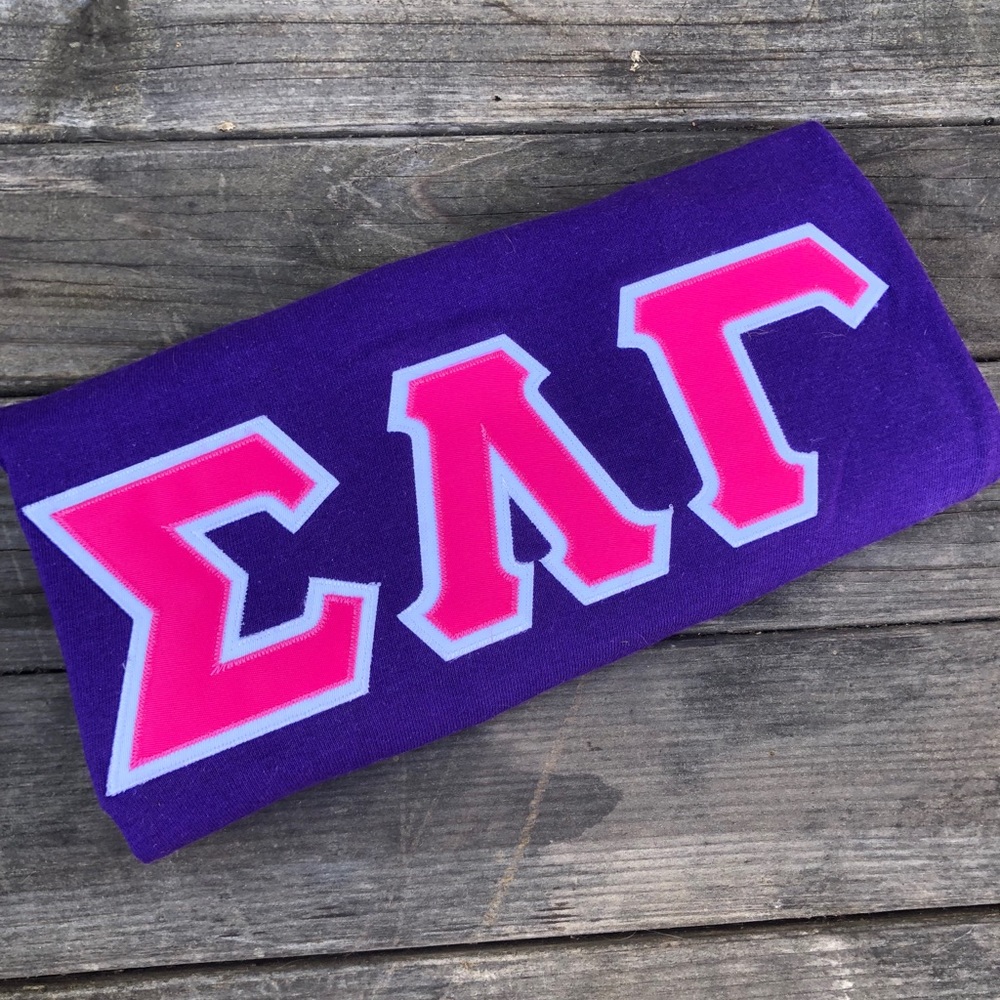 Zig Zag Embroidered Greek Letters